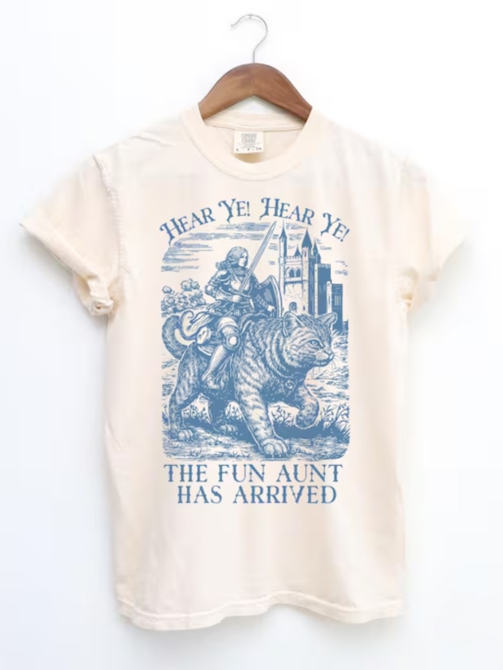 Comfort Colors Ivory Tee with Vintage Blue Illustration